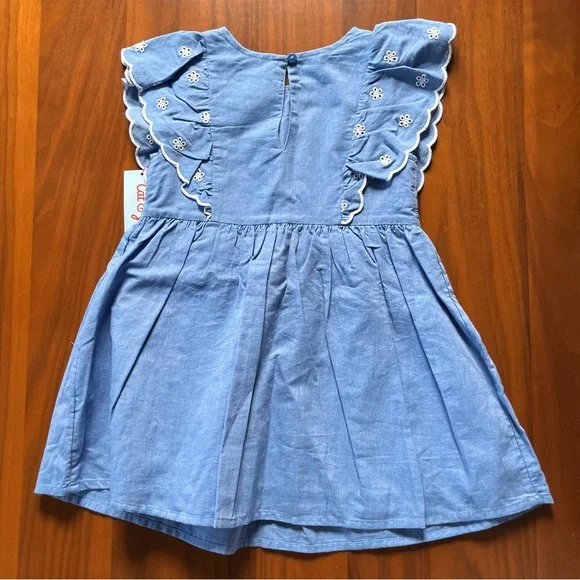 CAT & JACK | NWT Blue chambray eyelet dress NWT 3T - Picture 4 of 5